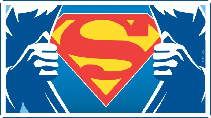 Superman shield breaking through fabric