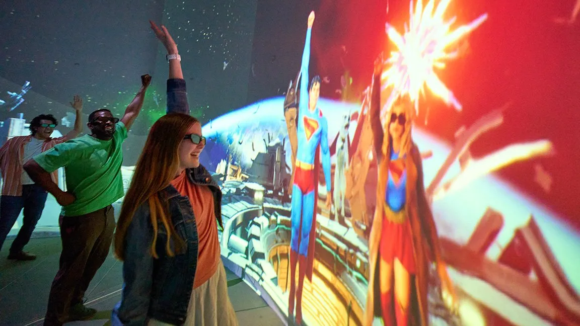Guests enjoying the Superman Experience projection room